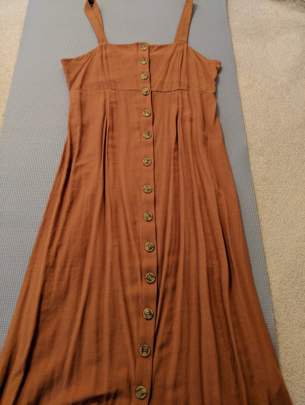 Button-Front Sleeveless Midi Dress - Desert Brown